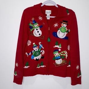 Vintage Carly St. Claire Christmas Sweater/Cardigan Red Size S
